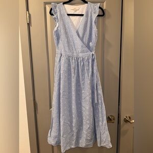 LOFT Blue and White Striped Maxi Dress